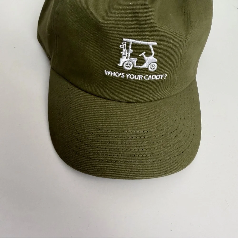 Goodfellow Hat Cap Whos Your Caddy? Golf Golfer Dad Adjustable Olive Green - Picture 3 of 10